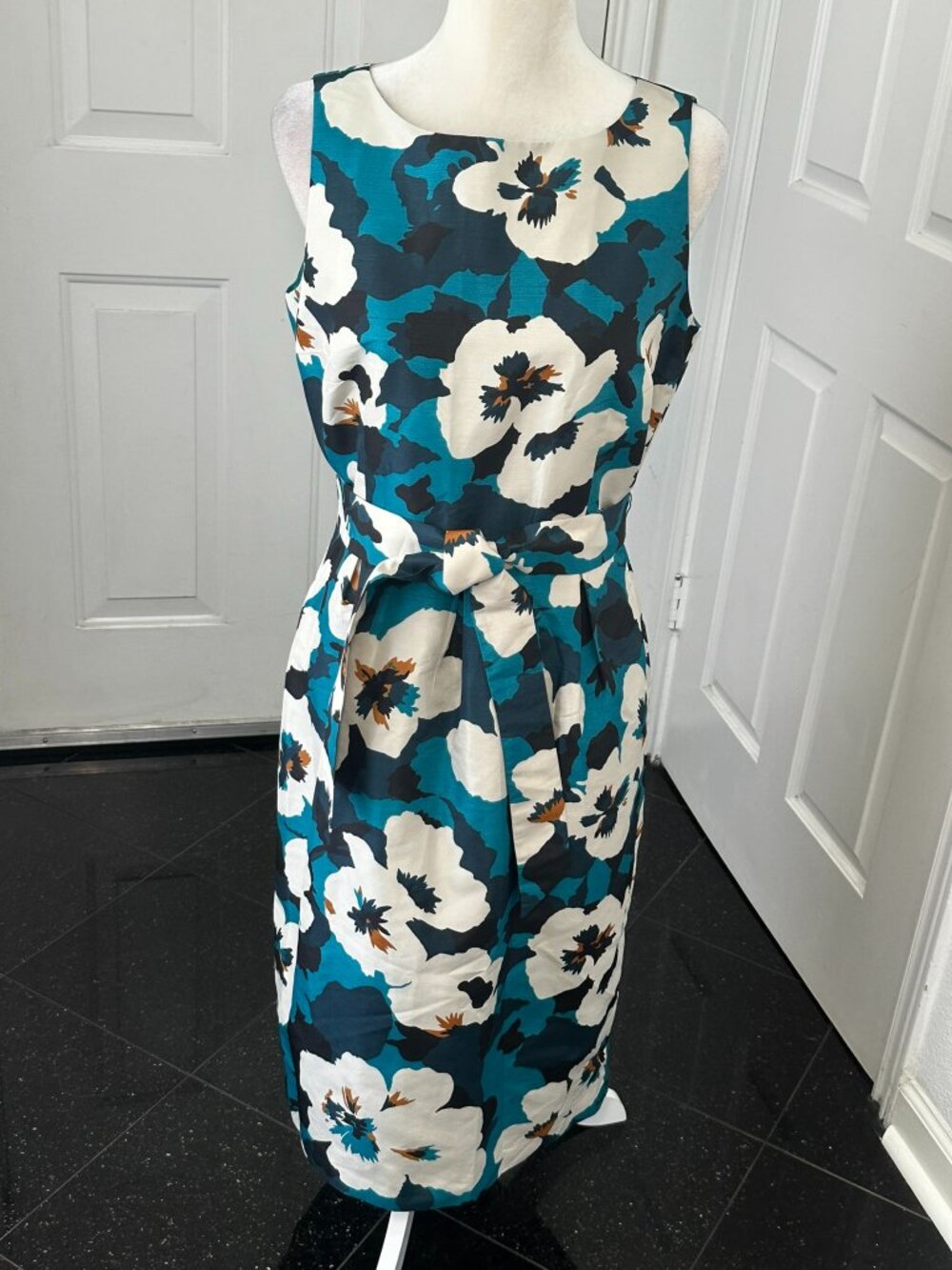 Oscar de la Renta Vintage Floral Sheath Dress Sash 8